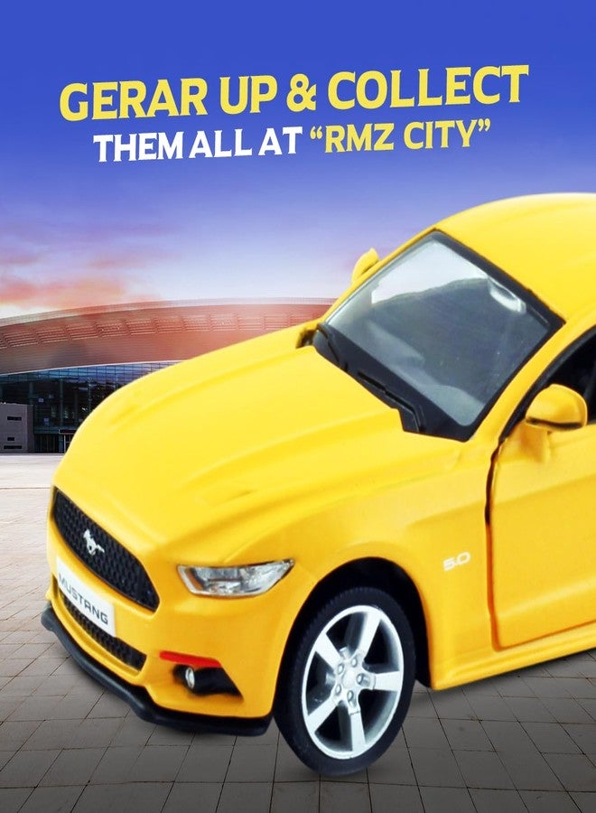 Rmz City 5 Inch Die Cast Ford 2015 Mustang Toy Car 1:37 Scale Model | Licensed Collectible Vehicle with Opening Doors & Pullback Action | International Series for Kids & Car Lovers | Matt Yellow - Image 5